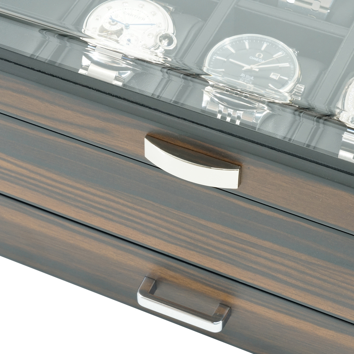 10 Slot Ebony Wood Watch Box with Drawer