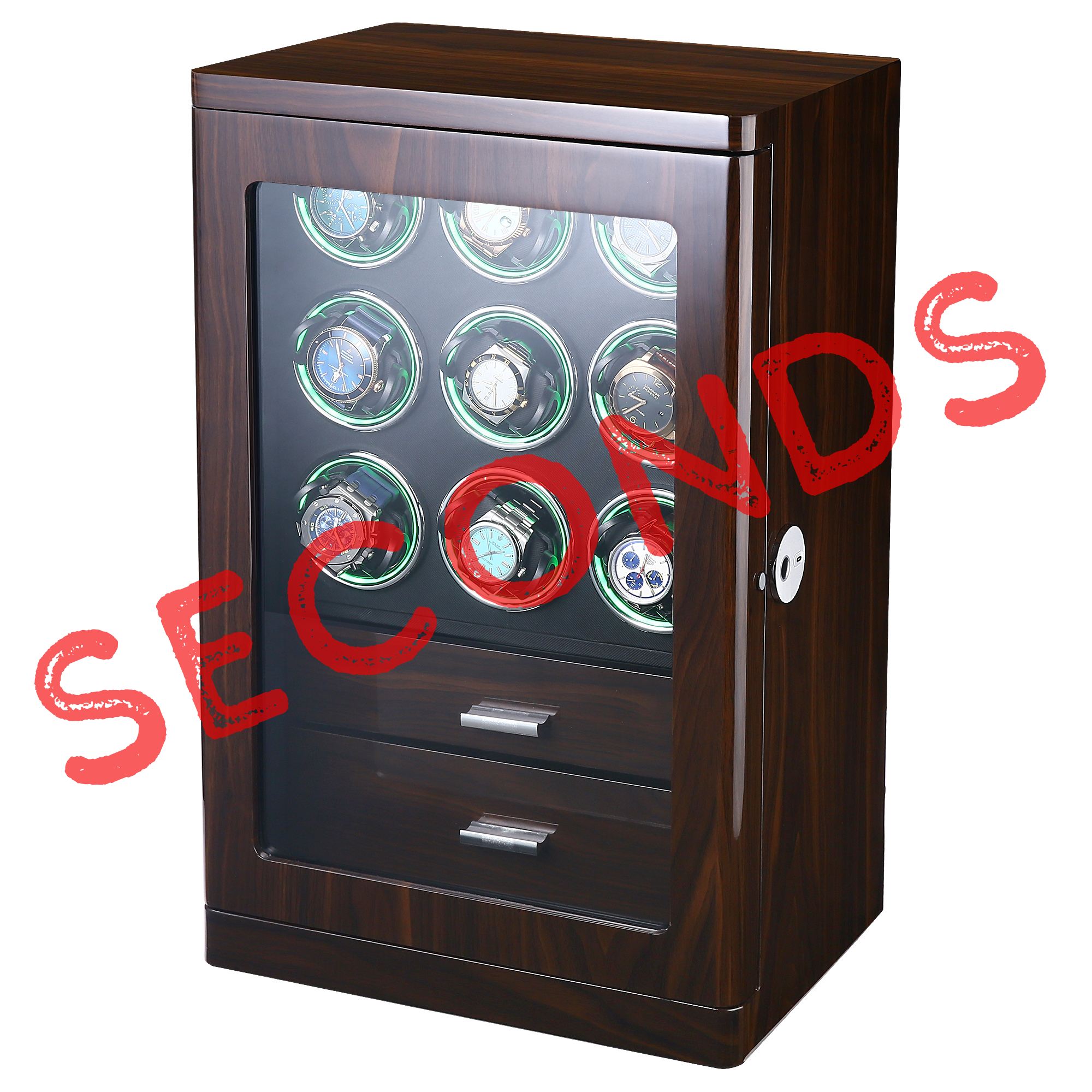 Seconds - Esperance Watch Winder for 9 Watches with Fingerprint Lock and Drawer