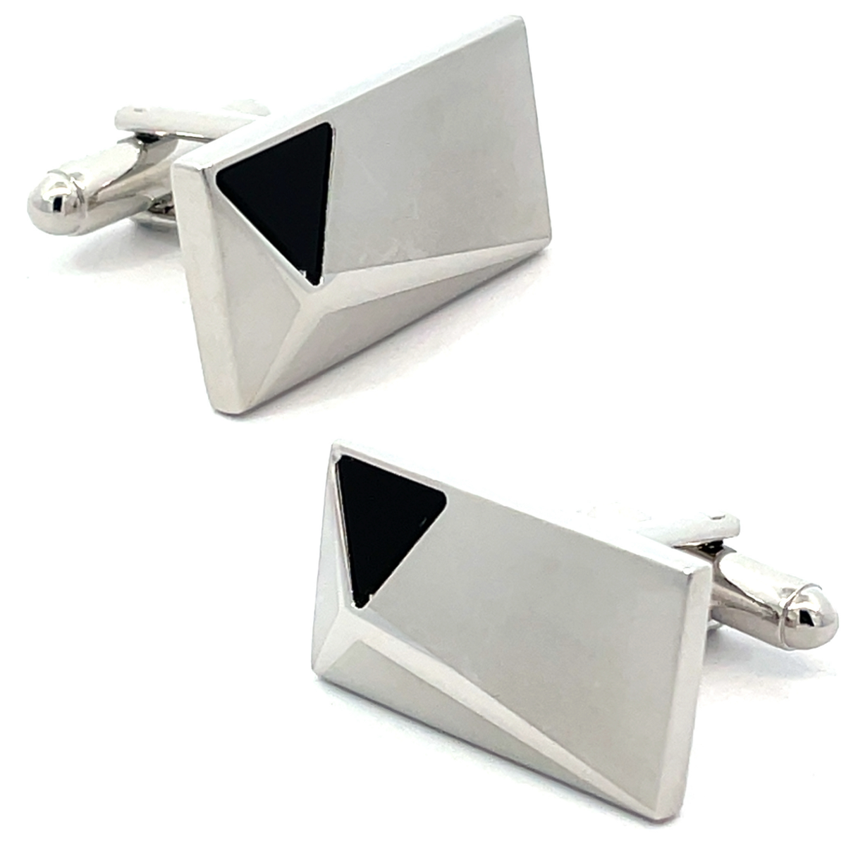 Silver Peak with Onyx Cufflinks