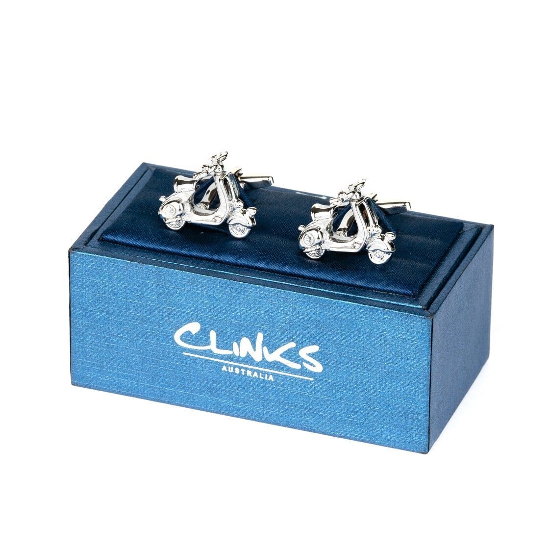 Silver 3D Vespa Scooter Cufflinks Novelty Cufflinks Clinks Australia