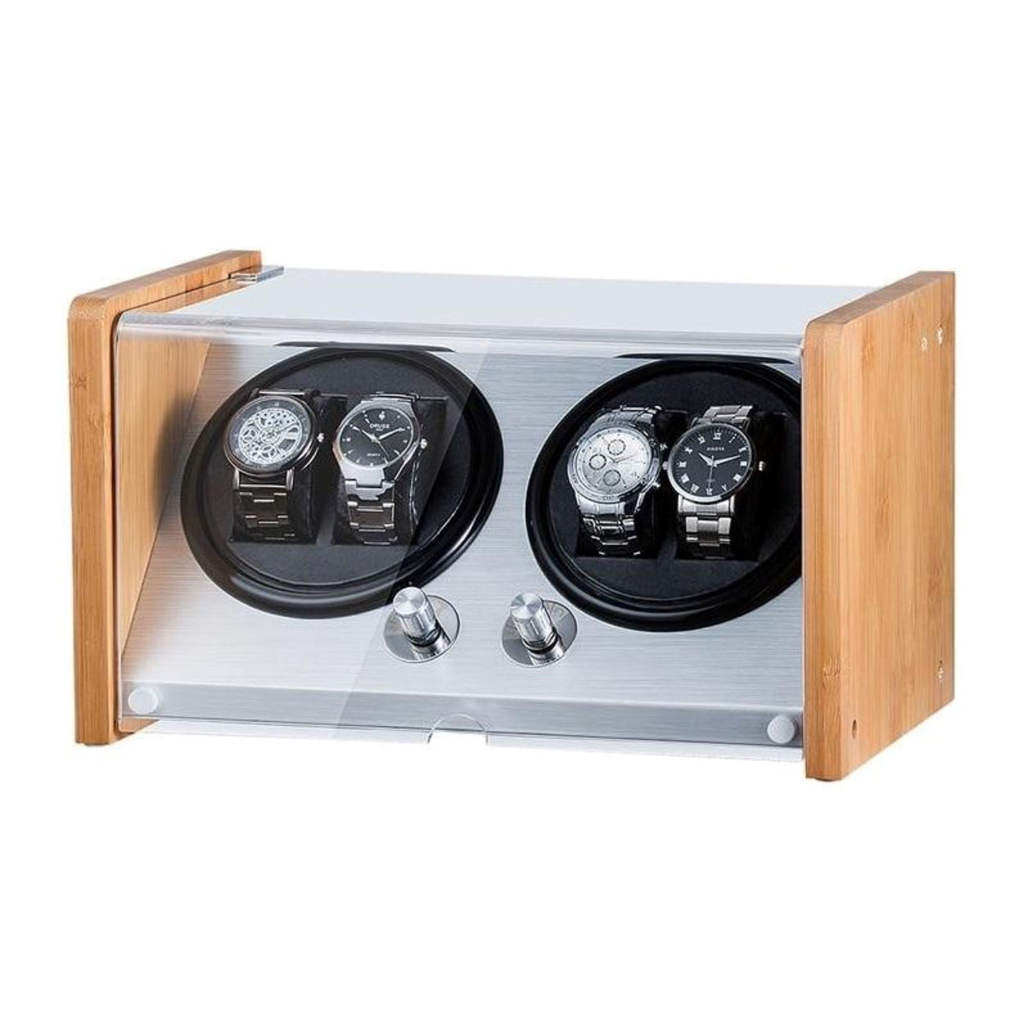 BLAQ Watch Winder Box 4 Watches in Aluminum & Bamboo Watch Winder Boxes Clinks