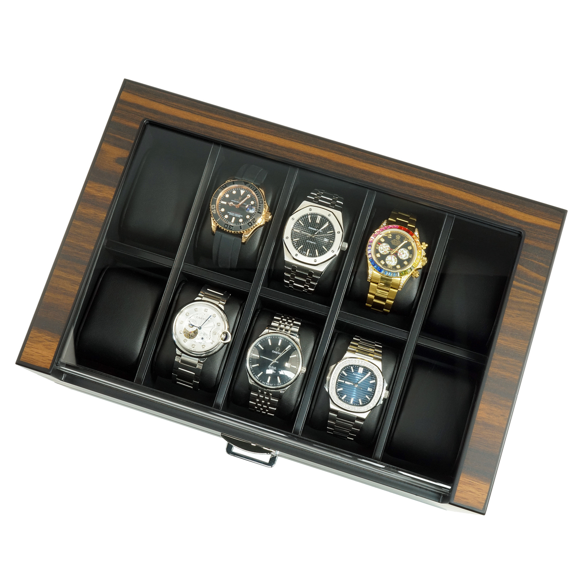10 Slot Ebony Wood Watch Box with Drawer
