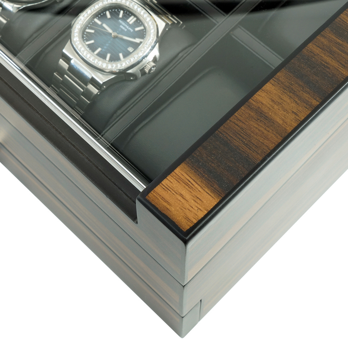 10 Slot Ebony Wood Watch Box with Drawer
