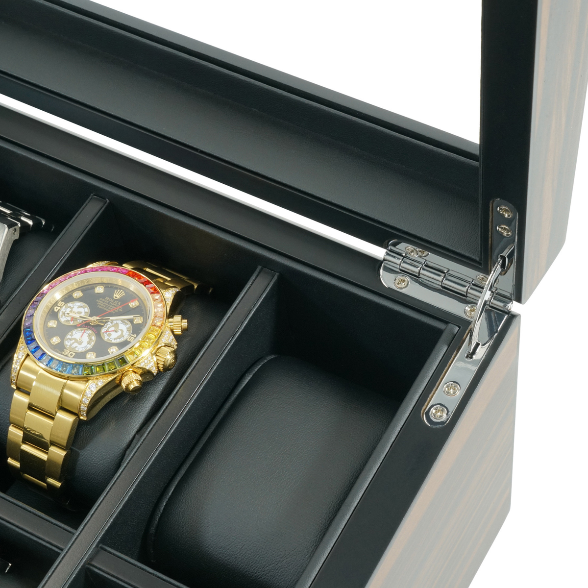 10 Slot Ebony Wood Watch Box with Drawer