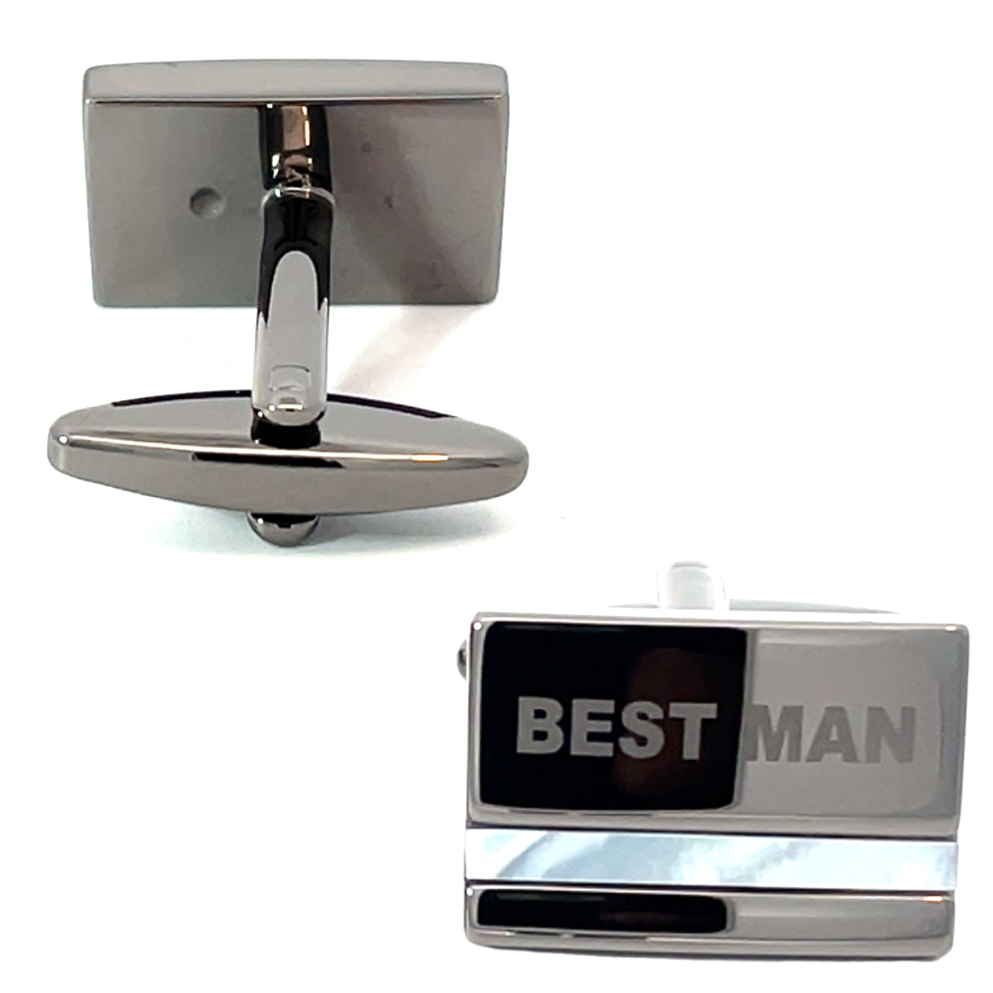 Best Man Laser Etched Mother of Pearl Gunmetal  Wedding Cufflinks