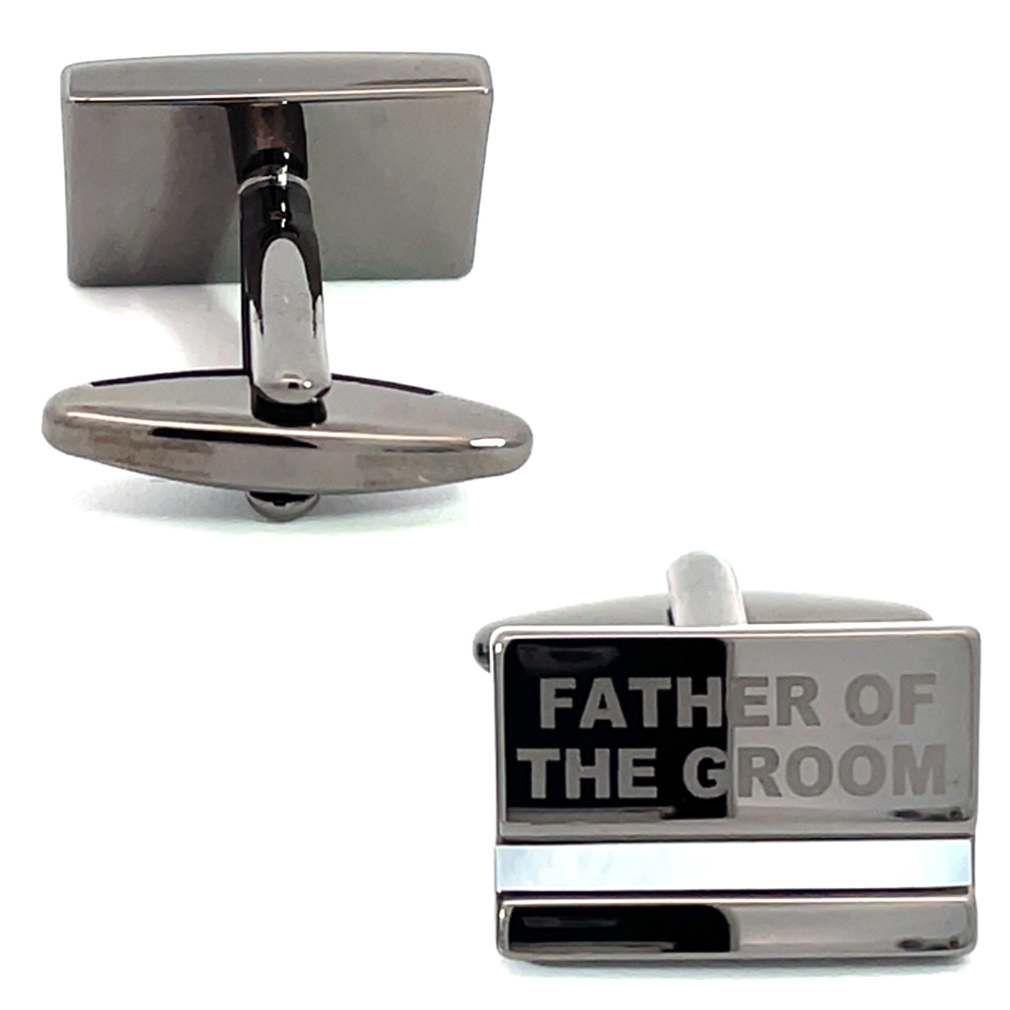 Father of the Groom Laser Etched Mother of Pearl Gunmetal  Wedding Cufflinks
