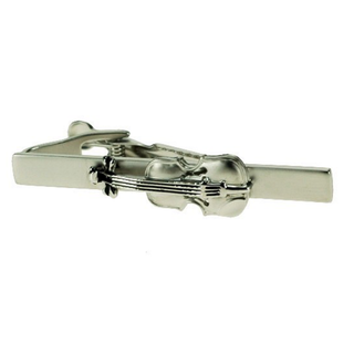 Violin Silver Tie Clip