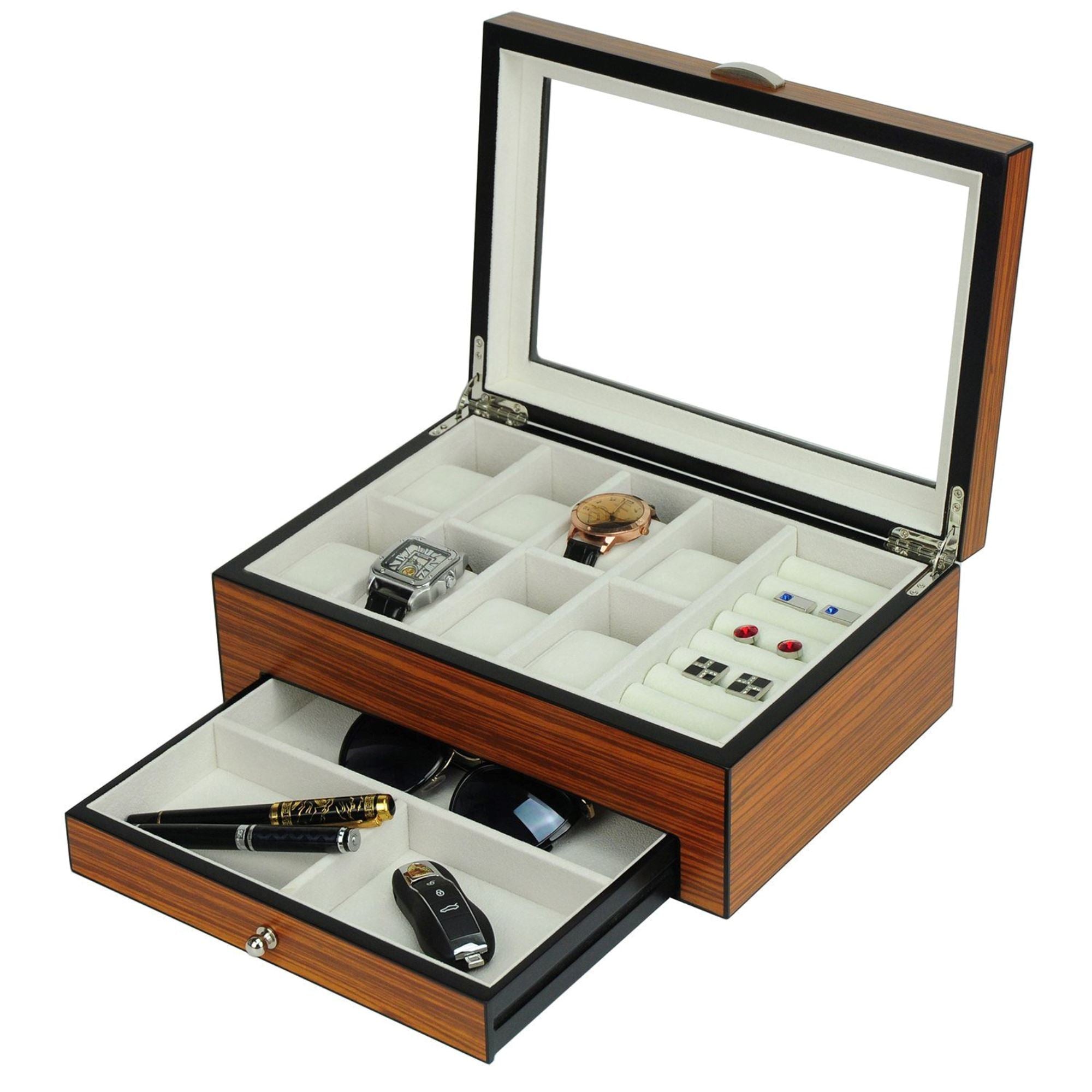 Wooden Jewelry Box with a Drawer Storage Boxes Clinks 