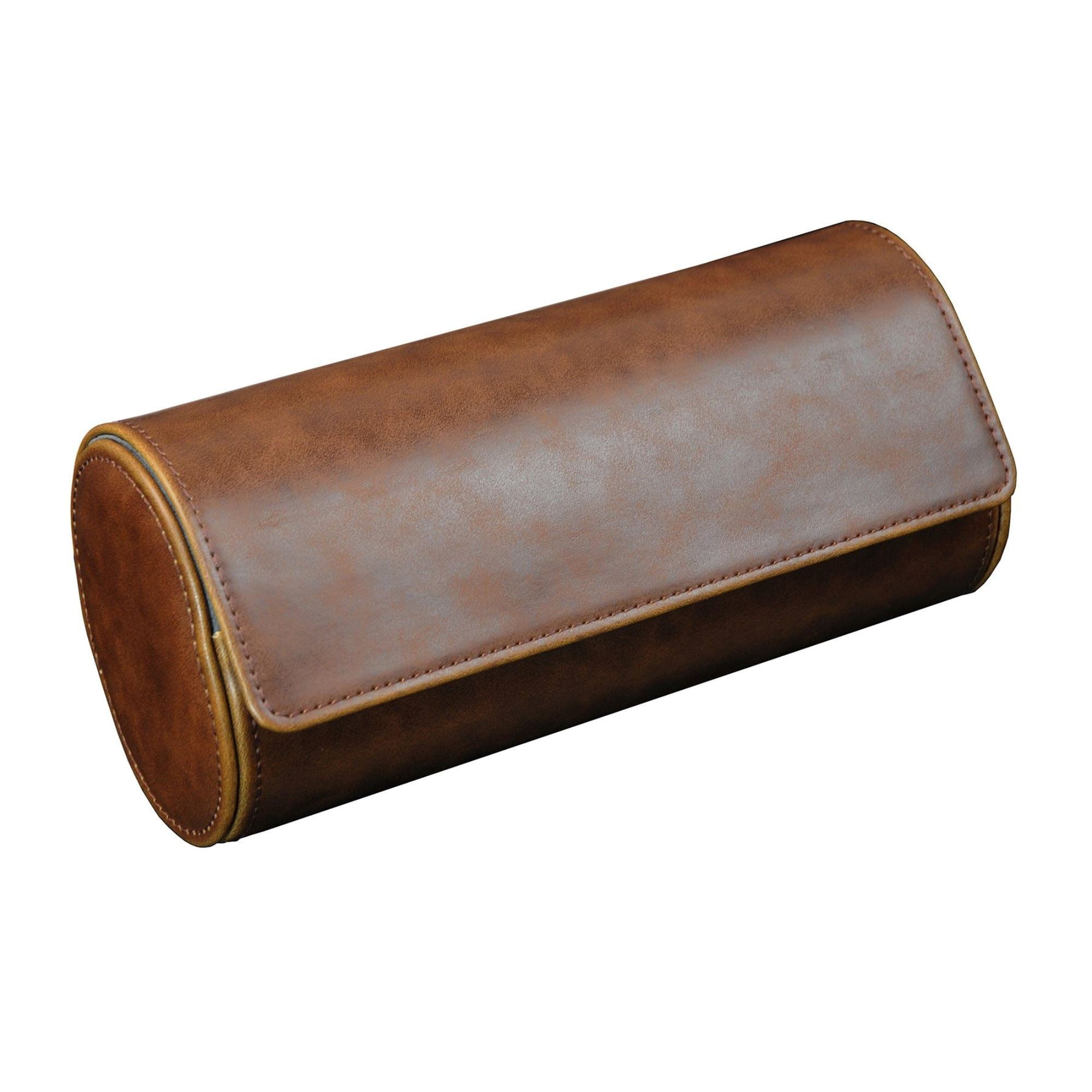 Watch Roll Case for 3 in Brown Vegan Leather Watch Boxes Clinks 