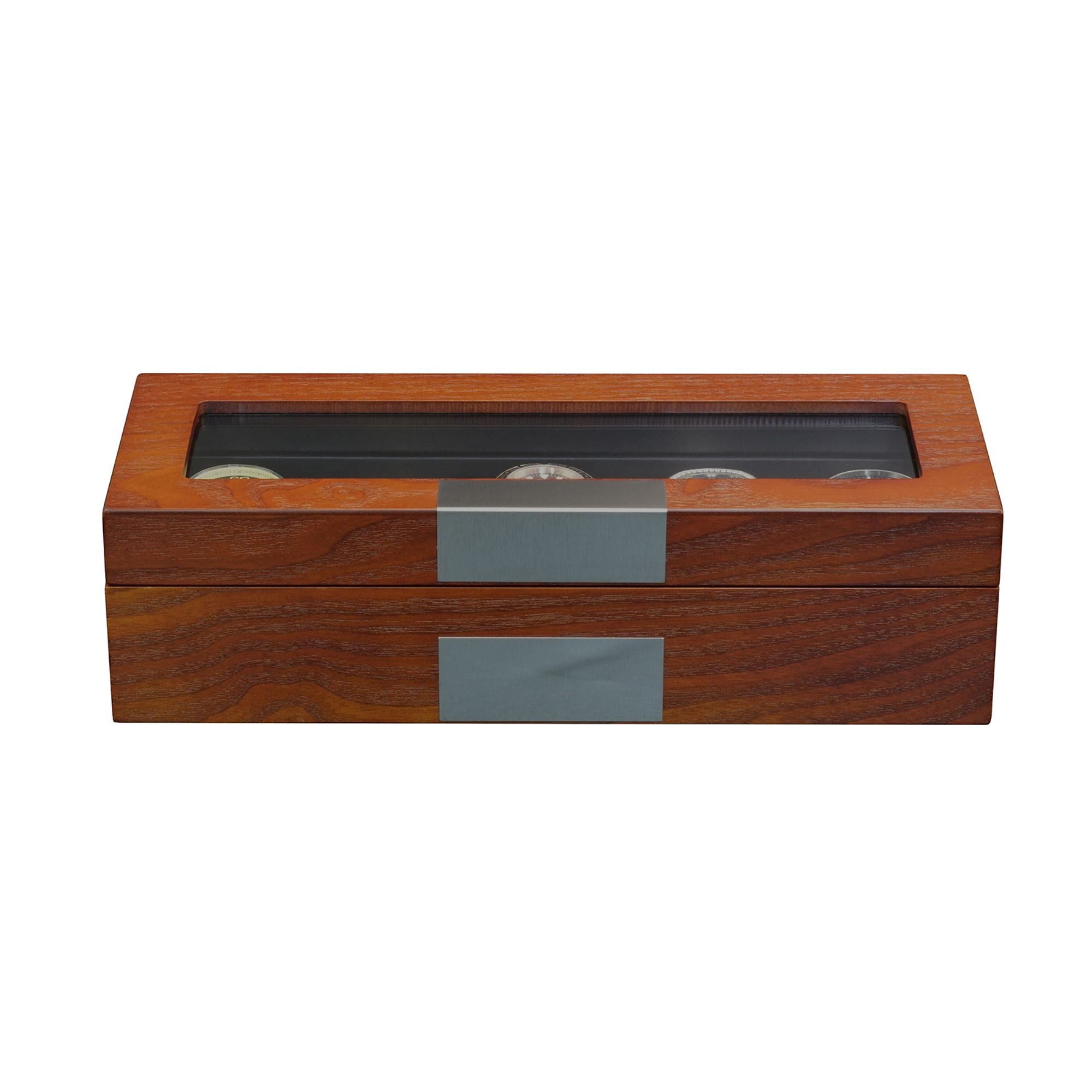 5 Slots Mahogany Wooden Watch Box Watch Boxes Clinks 