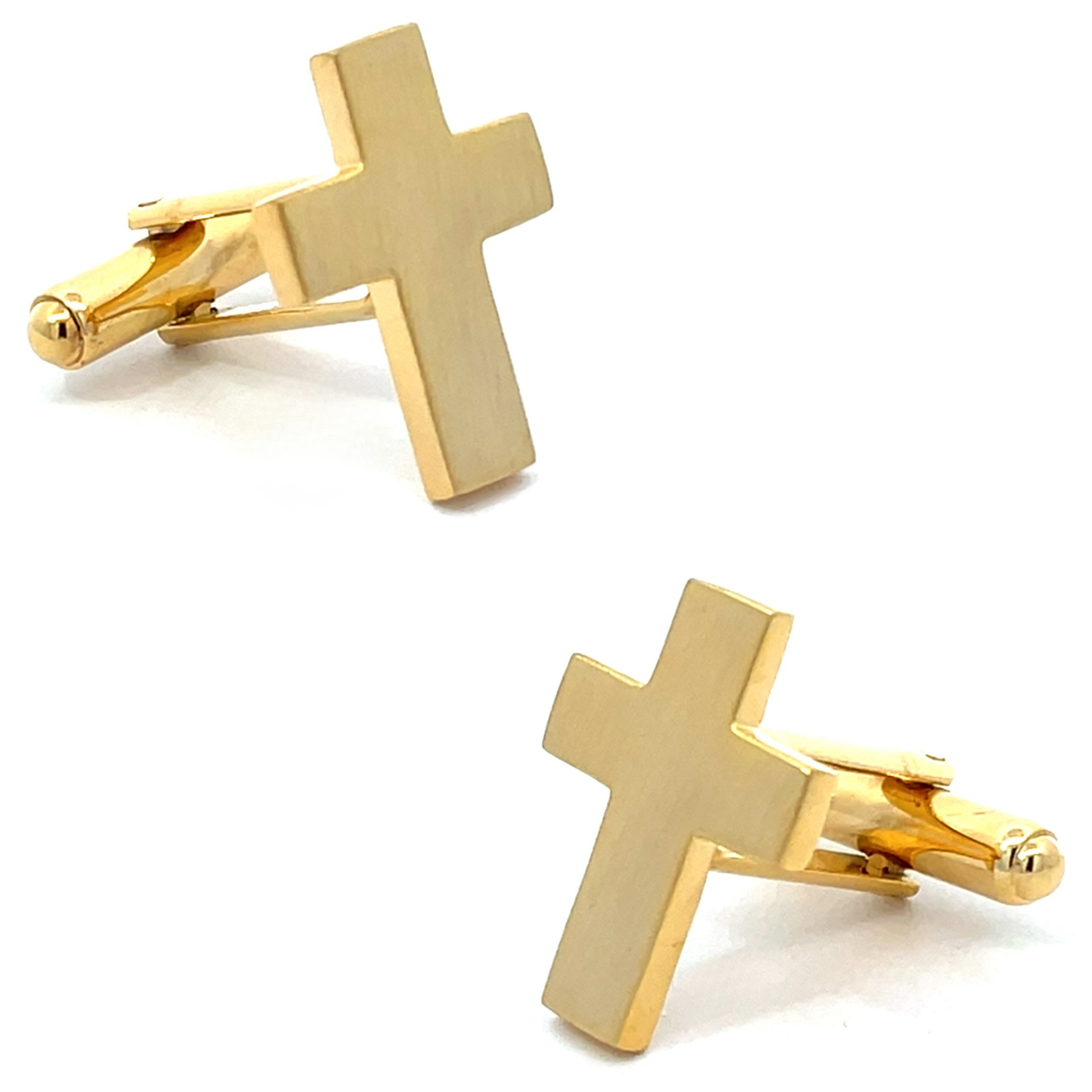 Brushed Gold Cross Cufflinks