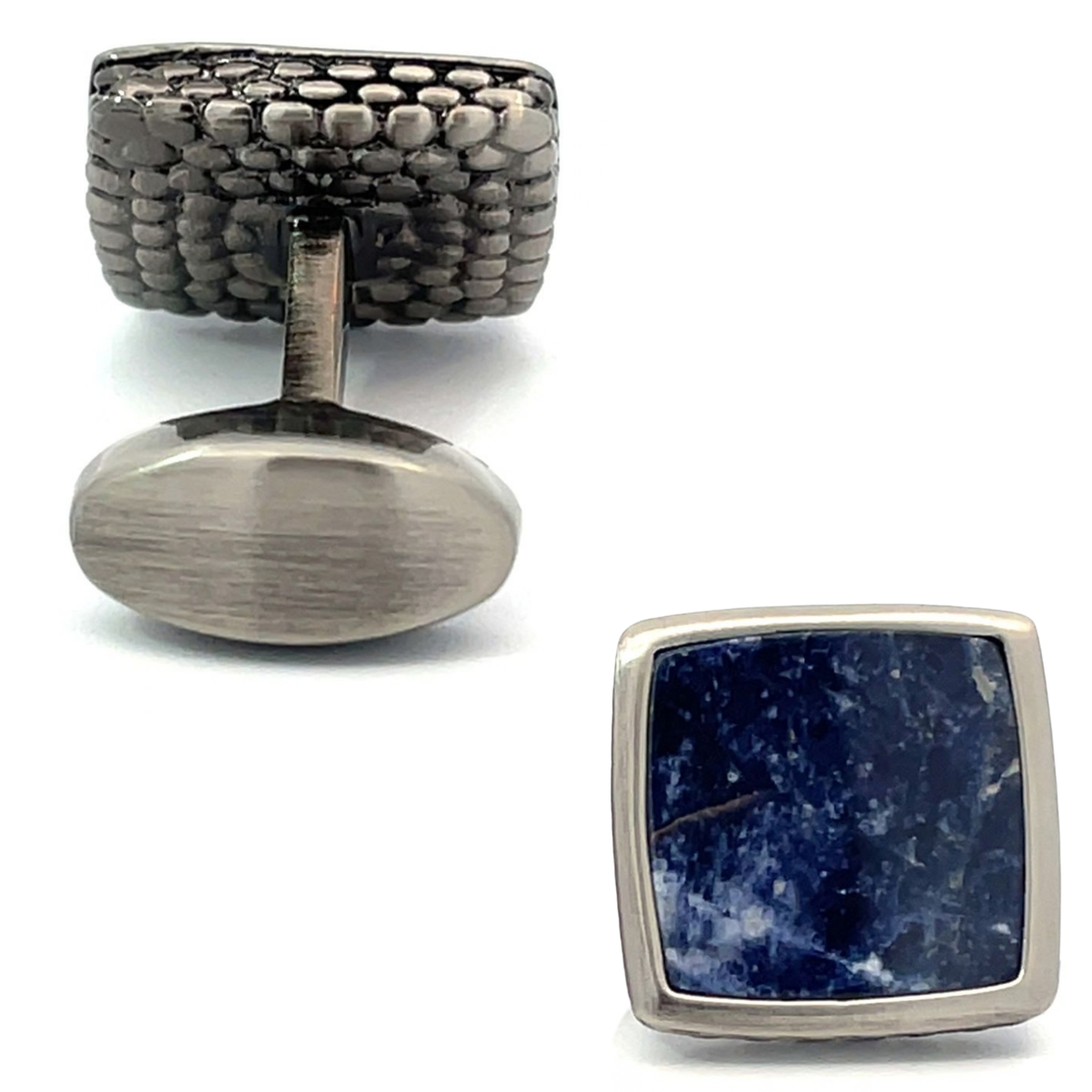 Sodalite Stone Cufflinks in Gunmetal