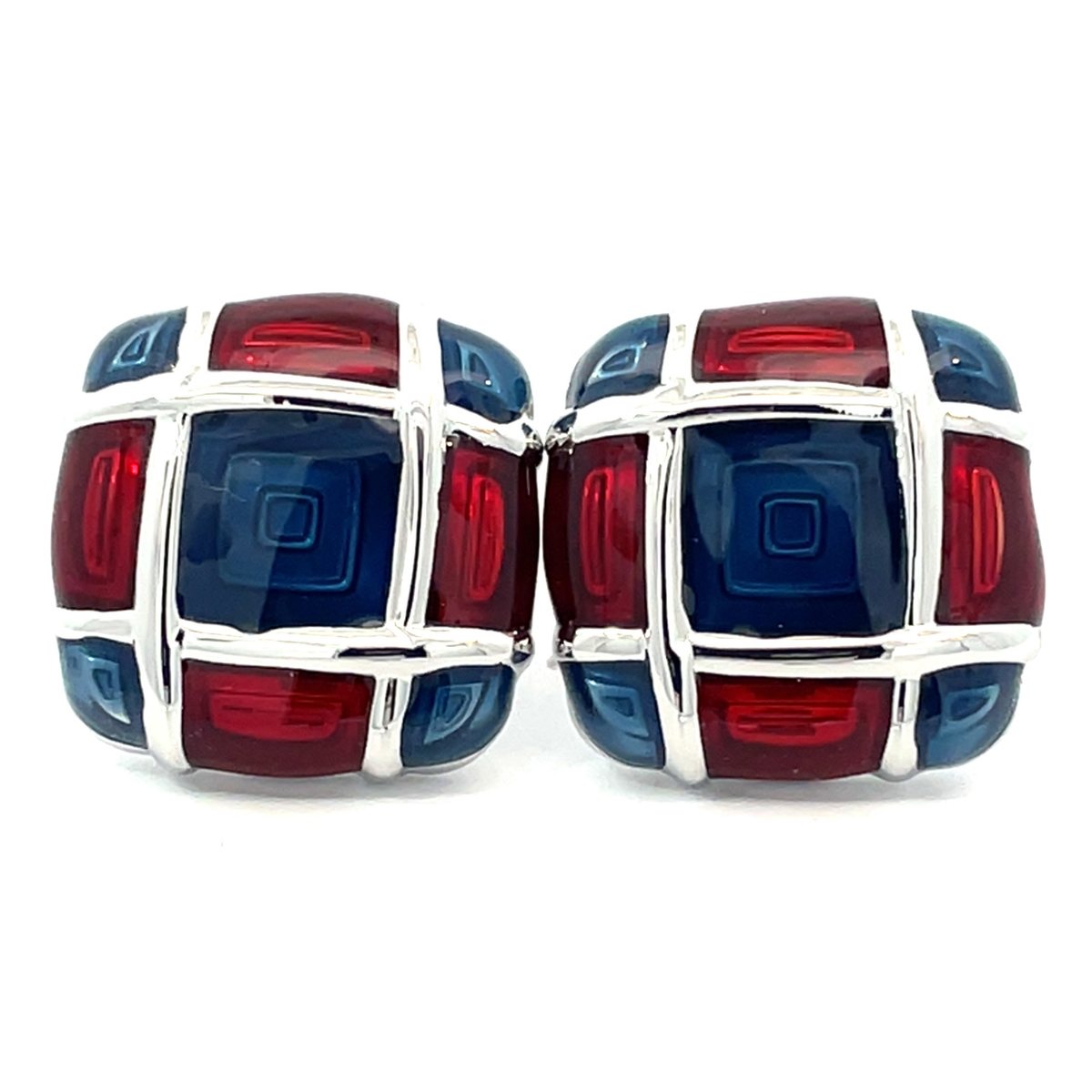 Blue and Red Enamel Squares Cufflinks