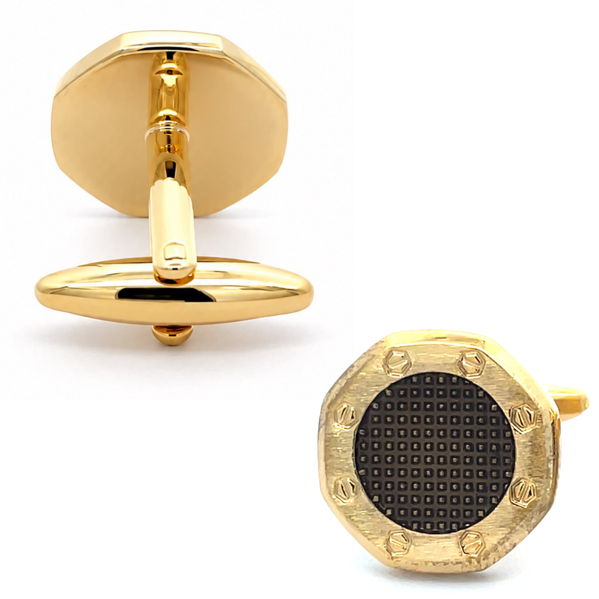 Brushed Gold with Black Texture Cufflinks
