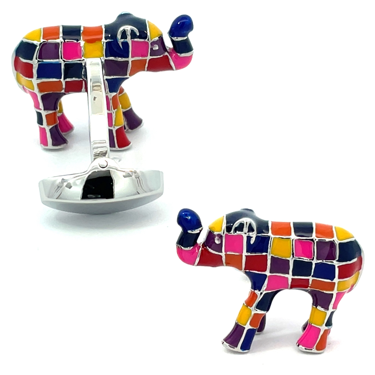 Multi Coloured Elephant Cufflinks
