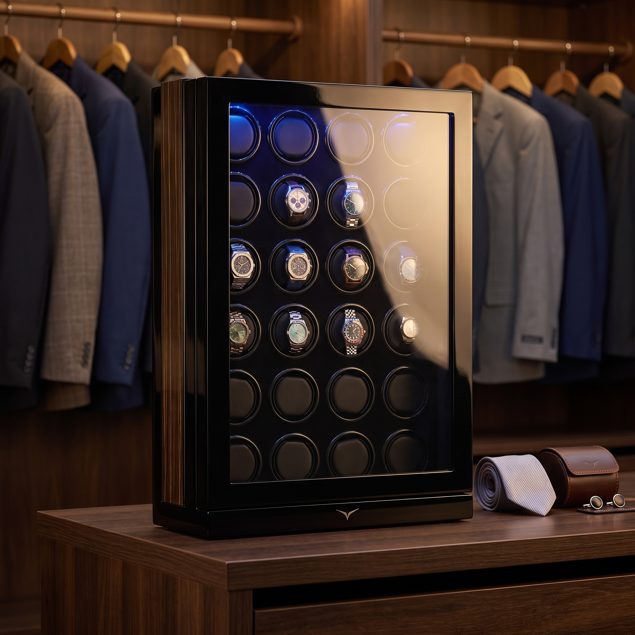 Sydney Watch Winder for 24 Watches in Black — lifestyle shot