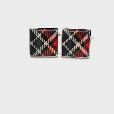 Red Scottish Tartan Plaid Cufflinks