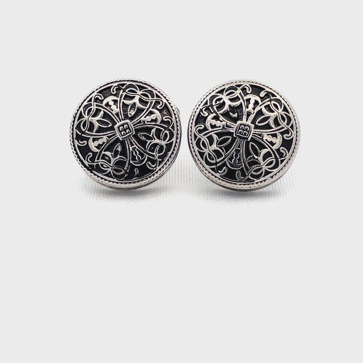 Vintage Celtic Round Silver Cufflinks