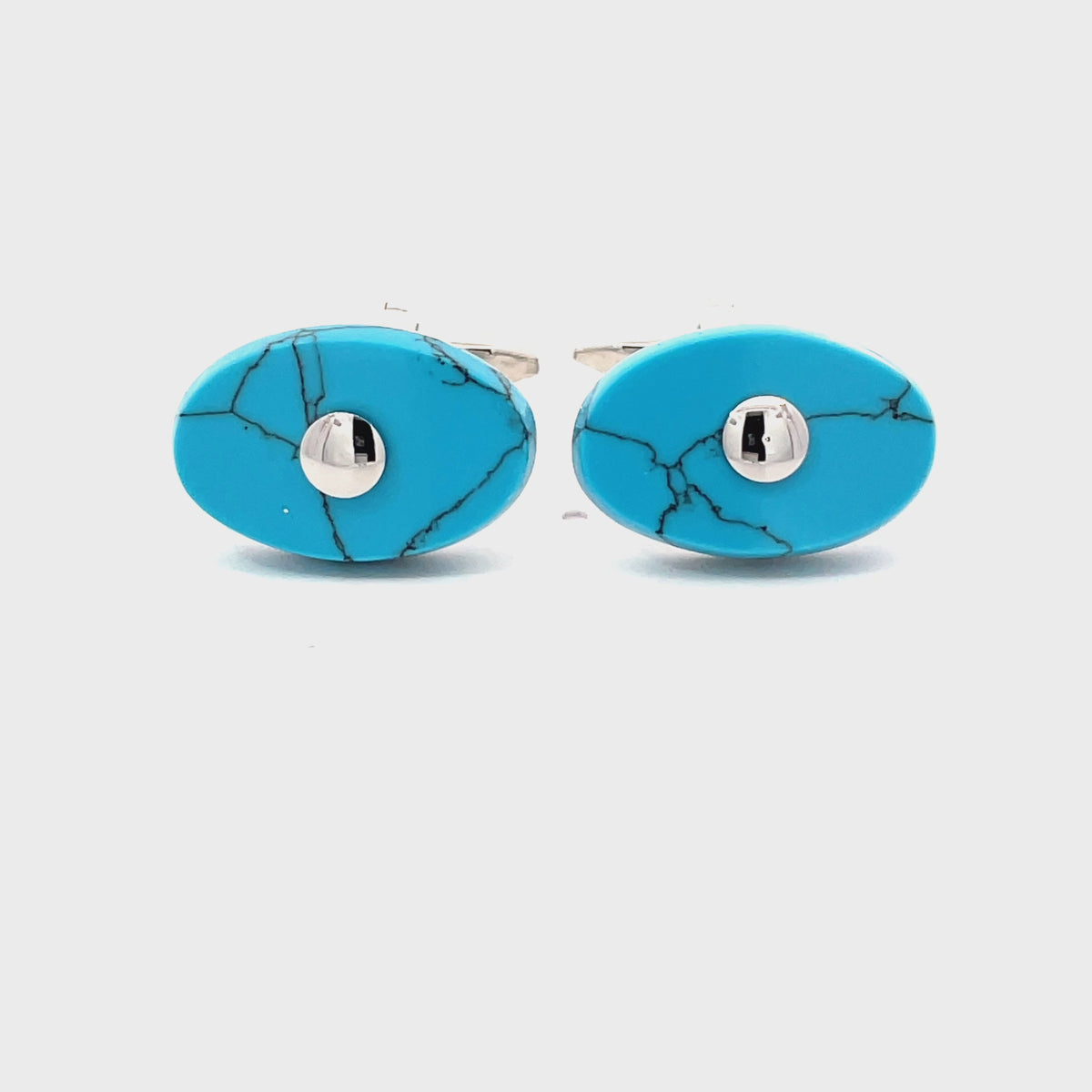 Turquoise Howlite Stone with Silver Cufflinks