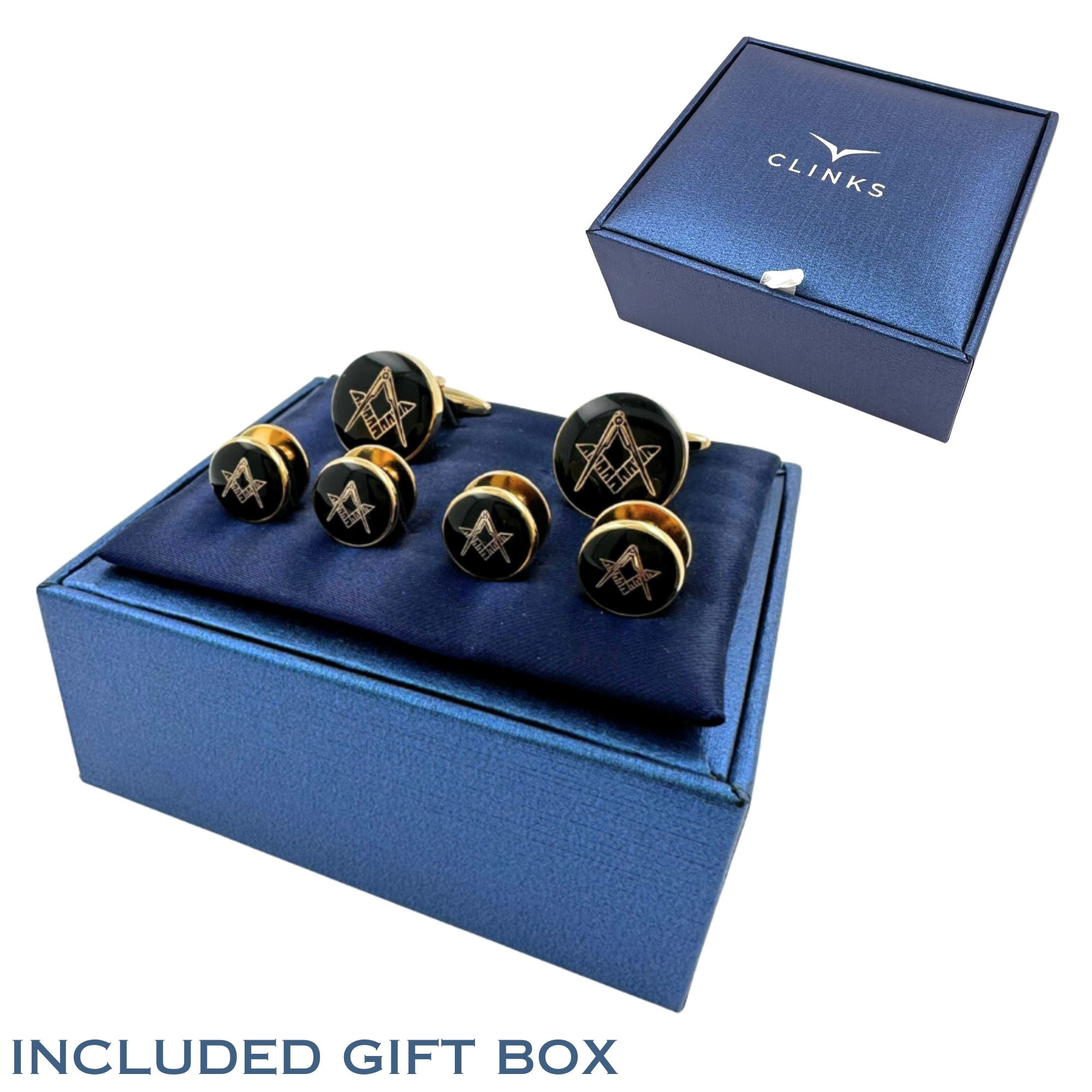 Freemason Masonic Logo Round Gold Cufflinks and Studs Set Stud Sets Clinks Australia 