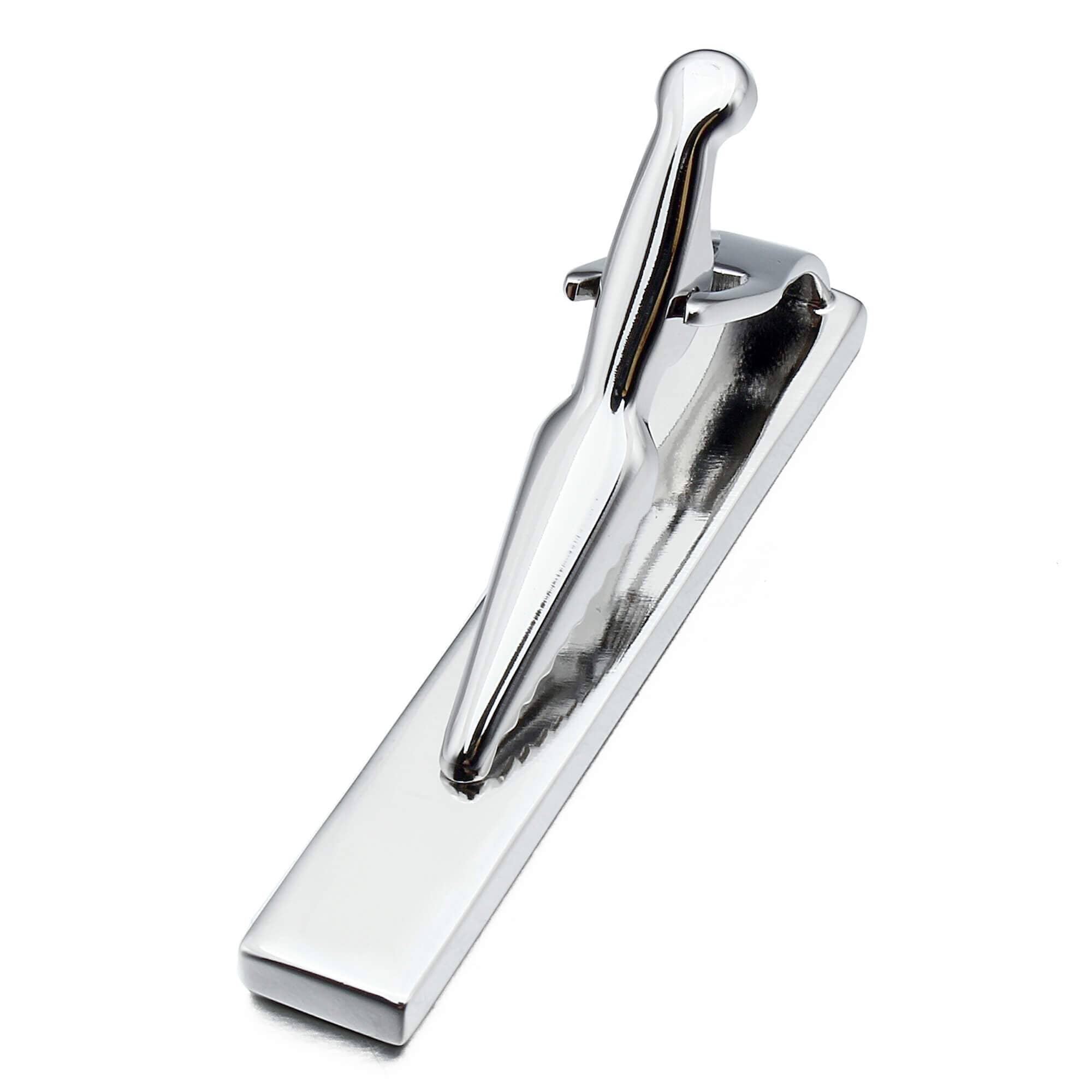 Silver Chequered Tie Clip Tie Bars Clinks Australia 