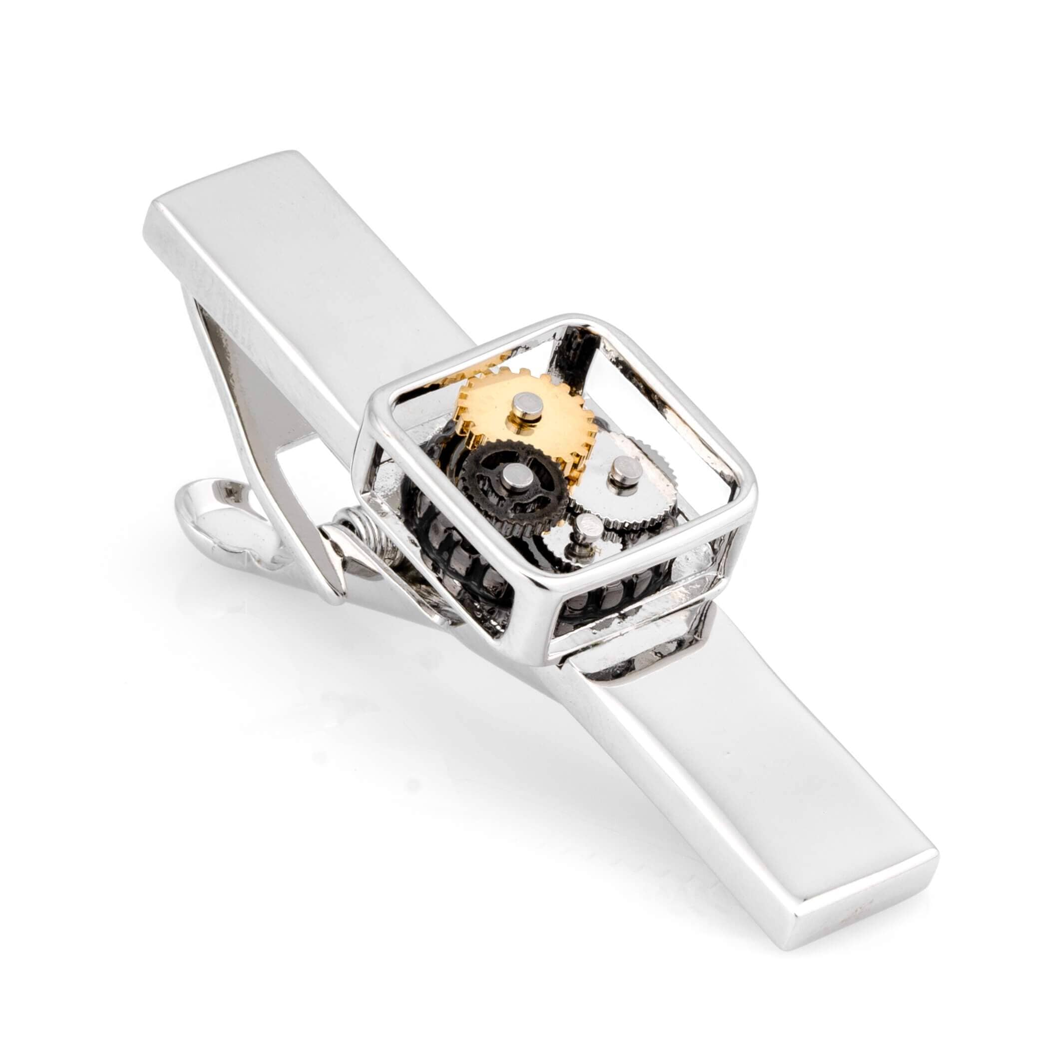Steampunk Square Silver Tie Clip Tie Bars Clinks Australia 