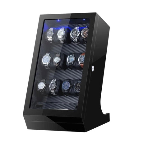 Kosciuszko Watch Winder Box for 12 + 2 Watches in Black Watch Winder Boxes Clinks Watch Winder Box for 12 2 Watches in Black 